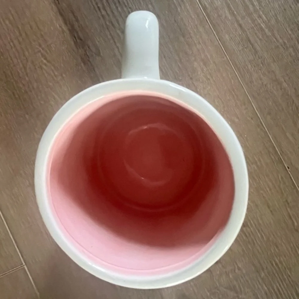 Hello Spring Pink &‎ White Ceramic Mug New Item 4” Tall Cup